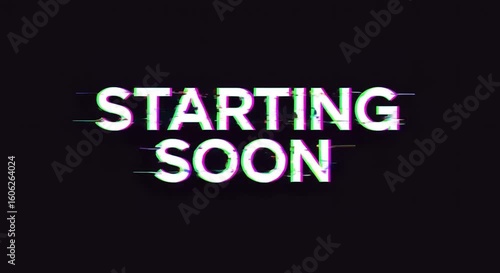 Starting soon stream overlay with glitch effect for twitch youtube and facebook live video background 1080p