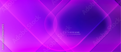 Vibrant purple abstract background. Geometric lines, curves create modern design. Soft gradients, glowing effects present.