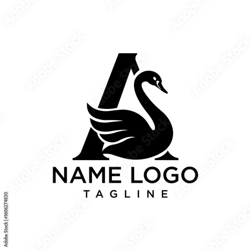 The letter A combined with a swan, a symbol of beauty, art and tranquility