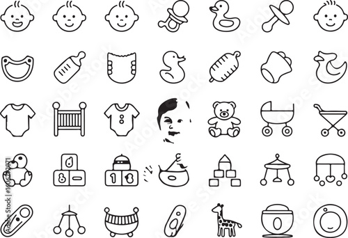 Baby items and faces collection baby faces pacifier