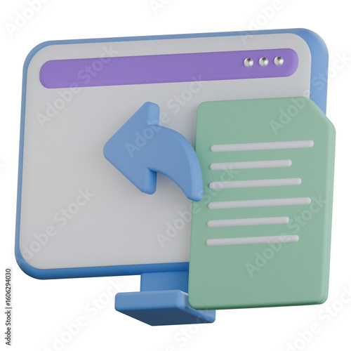 Paperless workflow 3D Icon colorful style