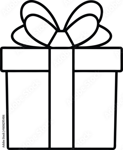 Gift box line art vector illustration simple design