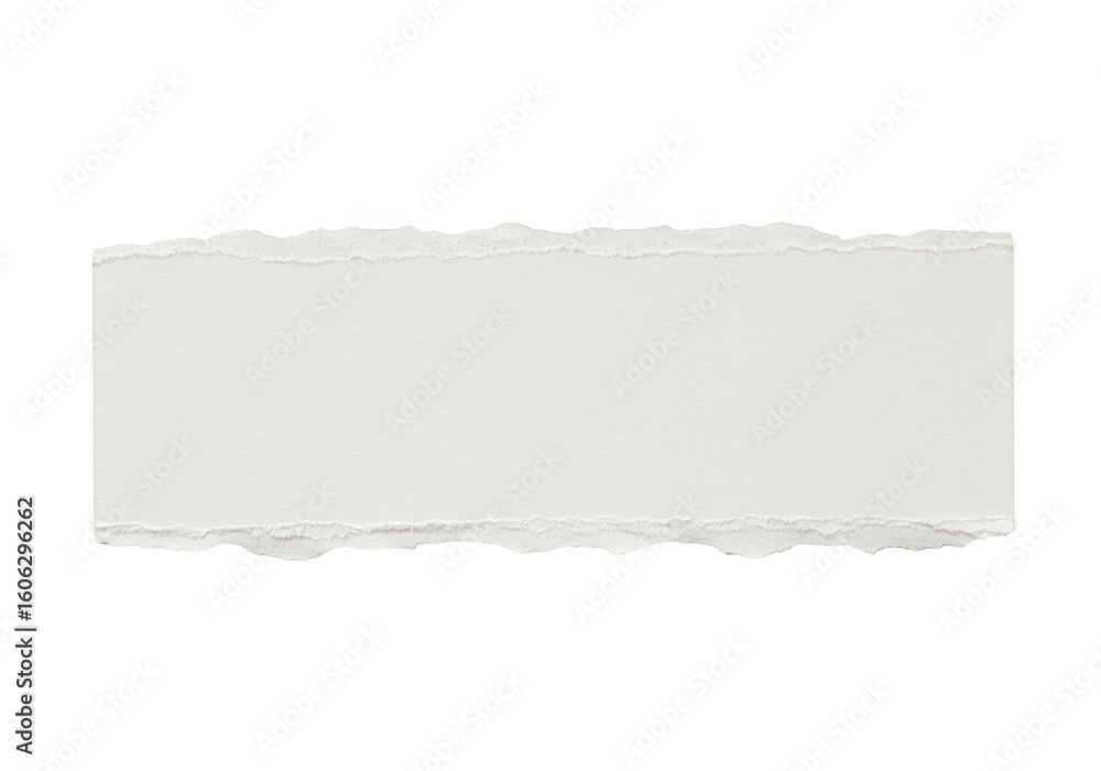 Obraz premium Torn white paper strip with rough edges isolated on a transparent background for design elements
