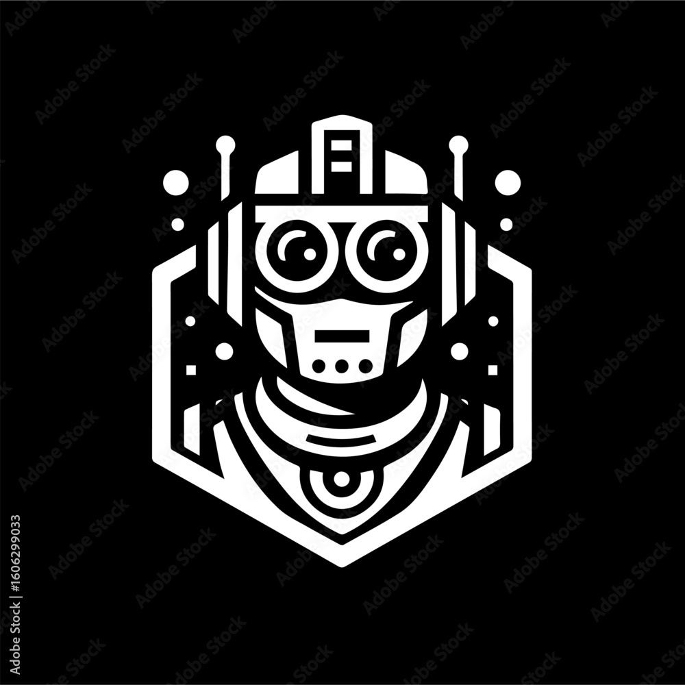 Fototapeta premium Black and White Robot Illustration