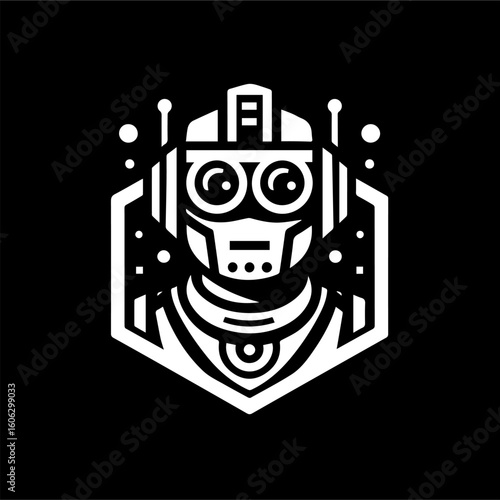 Black and White Robot Illustration