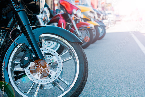Line of Motorcycles at Beartooth Motorcyle Rally, Montana's Biggest Rally in Red Lodge, Montana