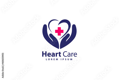 Heart care logo design template