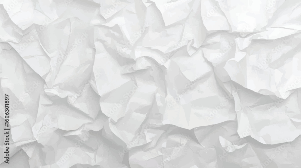 Naklejka premium Crinkled white paper texture with subtle folds, ideal for creative backgrounds, packaging, or abstract art projects. Minimalist and versatile design.