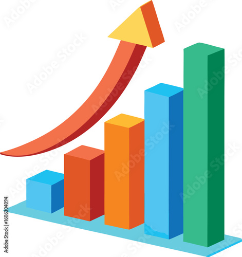 Isometric growth chart with upward arrow Free Download Isometric growth chart with upward arrow - GFXLoad