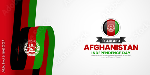 Afghanistan independence day banner background august 19th design element with waving ribbon flag