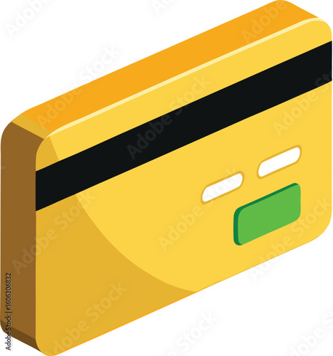 Golden isometric credit card for payments