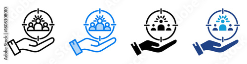 Audience icon set multiple style collection