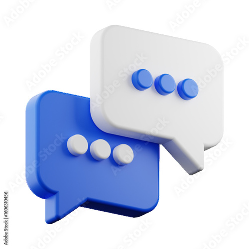 White and blue background 3D speech bubble chat icon illustration