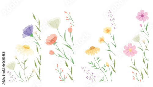 Watercolor Flowers Arrangement