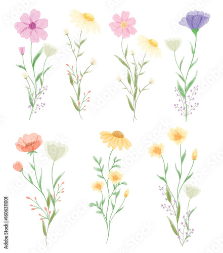 Watercolor Flowers Arrangement
