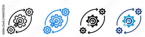 Efficiency icon set multiple style collection