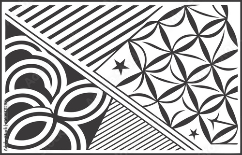 Bold black and white geometric patterns abstract