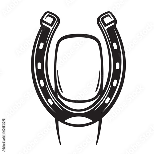 Black horseshoe with white background luck metal