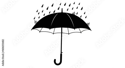 Black umbrella in the rain weather forecast protection from rainfall season monsoon climate rainy day 100