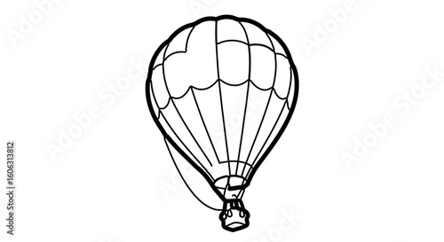 Outline hot air balloon vector illustration for travel adventure and transportation design element concept