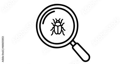 Bug detection and pest control service magnifying glass icon for website and graphic design projects use 100