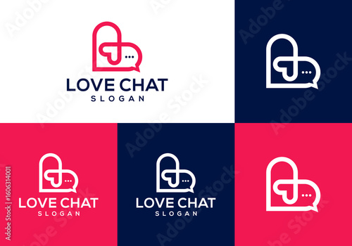 love logo icon vector with chat bubble