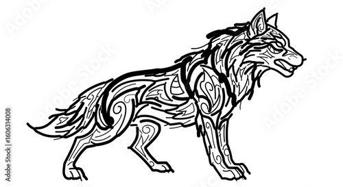 Wallpaper Mural Detailed tribal wolf drawing illustration vector art for tattoo design and graphic design projects use black and white Torontodigital.ca