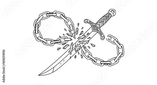 Broken chain and sword vector illustration for freedom concept illustration and graphic design resource
