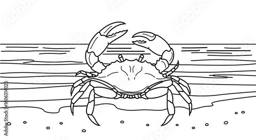 Crab coloring page for kids and adults a printable crustacean ocean animal outline illustration art project