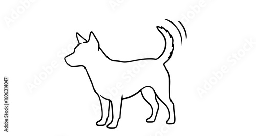 Dog outline vector art illustration of a happy puppy wagging tail pet animal drawing simple clip art image design