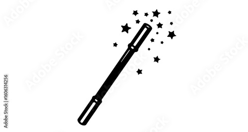 Magic wand with stars illustration for fantasy and fairy tales design element vector clip art graphic icon