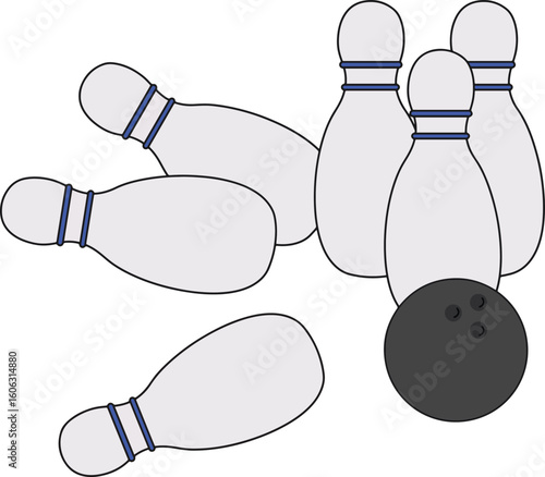 bowling ball and pins