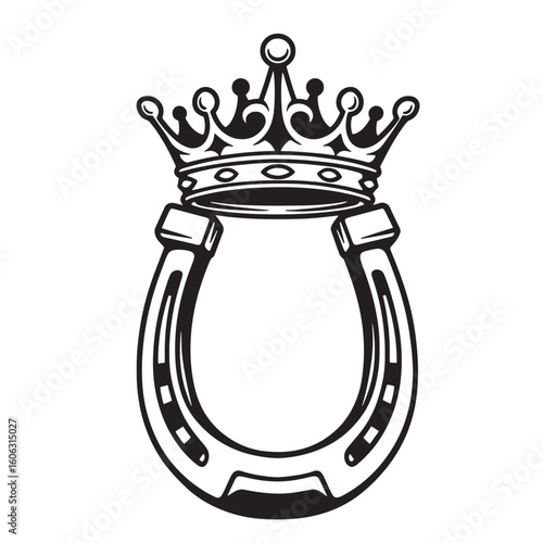Royal horseshoe emblem with ornate crown symbol