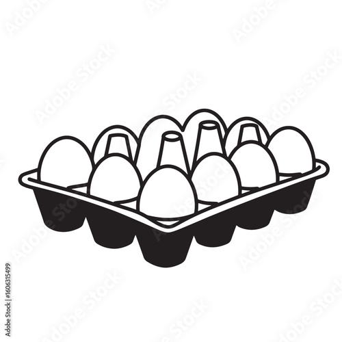 White eggs in black carton food