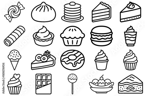 Sweet Temptations: A delightful collection of enticing desserts and confectioneries, each rendered with meticulous detail. A visual feast of flavors.