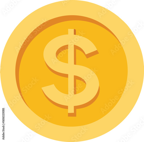 Golden dollar coin vector icon