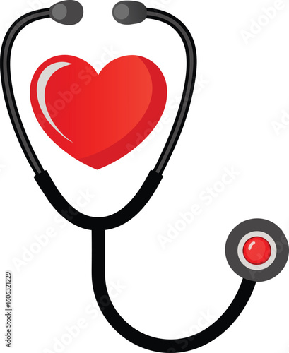 Heart health stethoscope vector icon