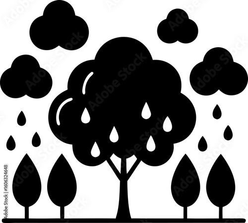 rain tree vector silhouette