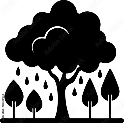 rain tree vector silhouette