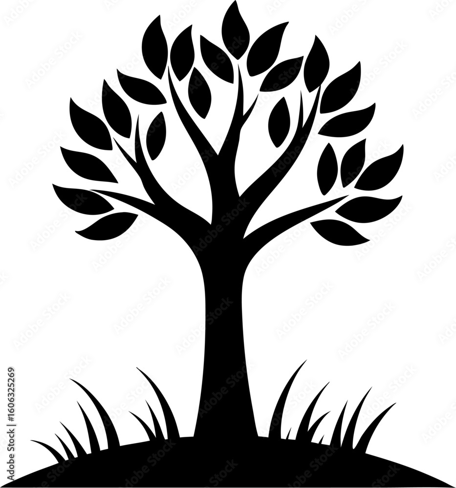 Obraz premium Tree with Grass vector icon