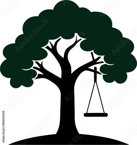 Swinging obstacles with trees vector icon