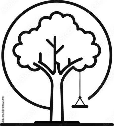 Swinging obstacles with trees vector icon