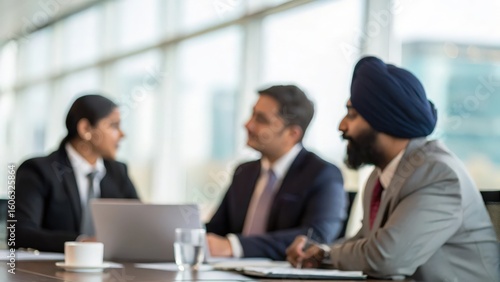 Indian Business Leaders in Conference Room with Soft Focus Atmosphere
