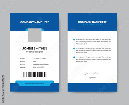 Professional official double side id card template design