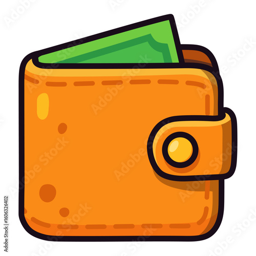 Cartoon Wallet with Money Icon