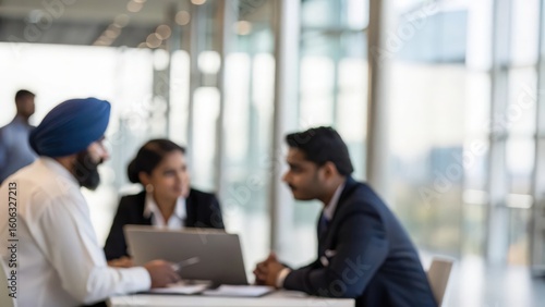 Indian Board Members in Blurred Background Discussing Business Roadmap
