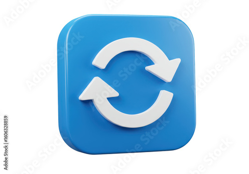 3d refresh or sync icon with circular arrows on a blue square background symbolizing update and repeat processes isolated on transparent background Free Download 3d refresh or sync icon with circular arrows on a blue square background symbolizing update and repeat processes isolated on transparent background - GFXLoad
