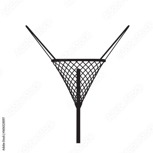 Black net basket with supporting pole and strings vector