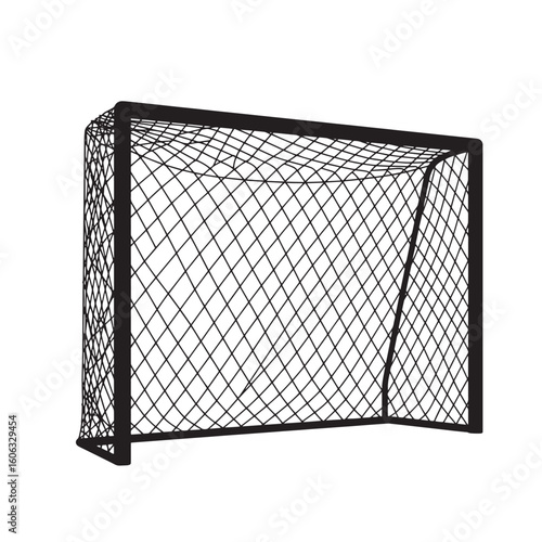 Black soccer goal net silhouette vintage Art white sport
