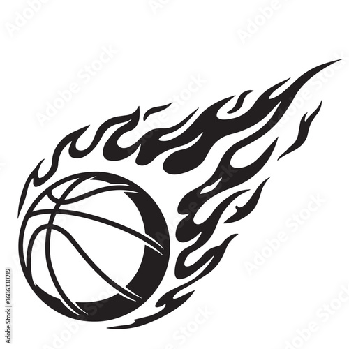 Flaming basketball tribal design flames fire